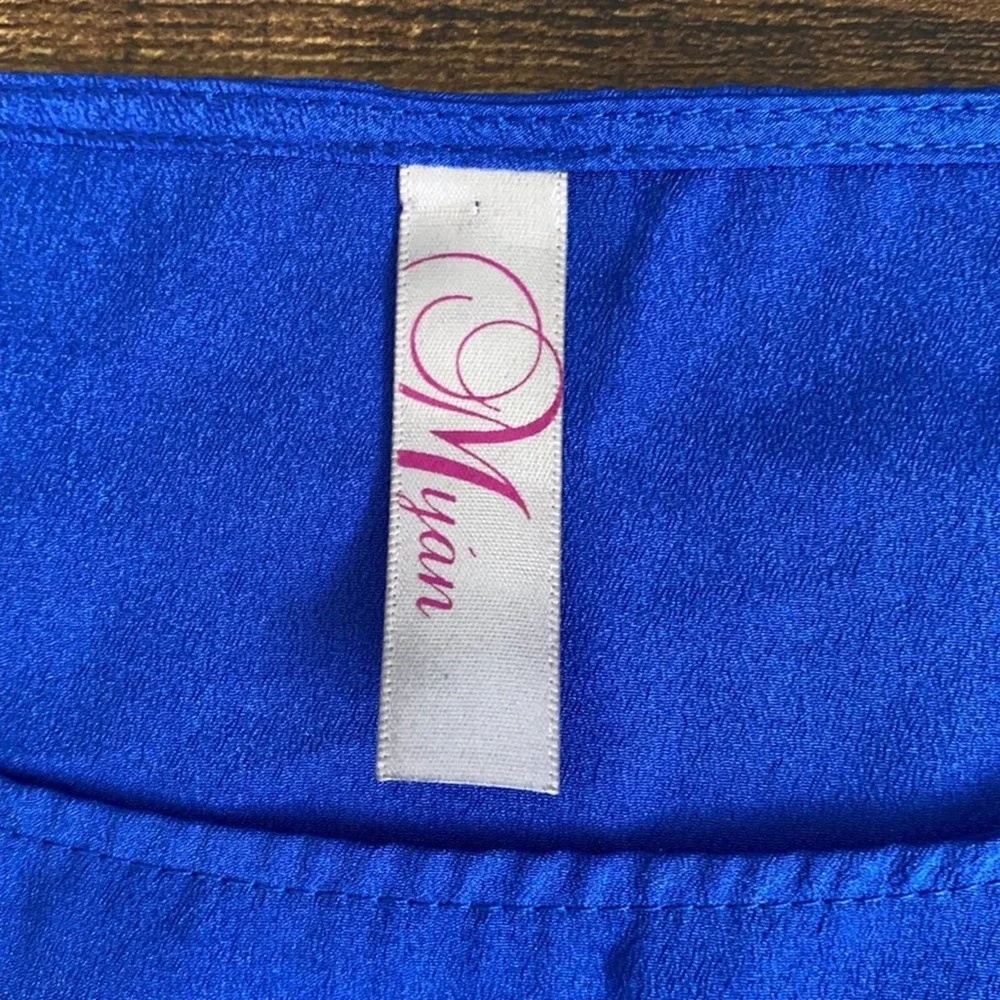 Myan Royal Blue Elastic Waist Polyester Dress Womens Size M - Picture 9 of 9